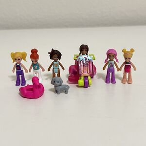 Mattel Polly Pocket Dolls Dog and Accessories Lot of 9